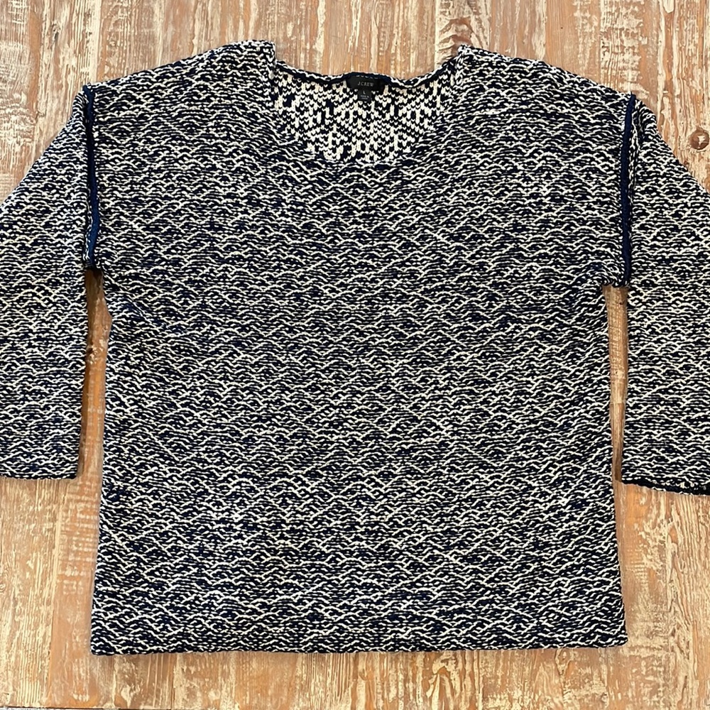 J. Crew Relaxed Wide Neck Sweater in Navy Pebble size L